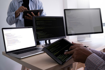Wall Mural - programmer working developing programming technologies web design online technology