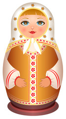 Wall Mural - Russian girl wooden doll. Traditional national toy matryoshka