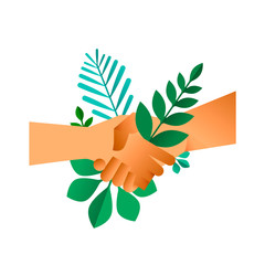 Sticker - Handshake with green leaves for business deal