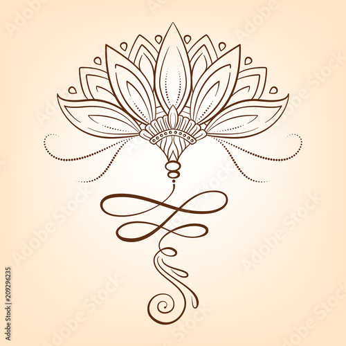 Hand Drawn Vector Lotus Flower Oriental Magic Symbol For Adult Coloring Pages Or Henna Tatoo Art Stock Vector Adobe Stock