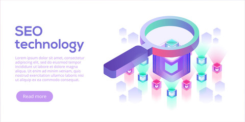 Wall Mural - data analytics platform isometric vector illustration. abstract 3d hosting server or data center roo