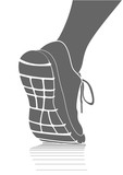 Fototapeta Niebo - Running sports shoes icon, simple vector drawing. Running shoes symbol design template. Vector illustration of a runner's shoe / foot. View from the back on the sole. Close-up.