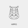 Abstract polygonal head of a Hippo. Geometric linear African animal. Vector illustration.