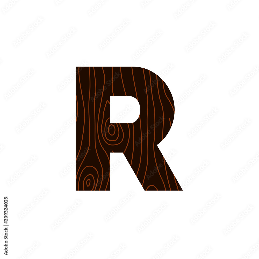 Letter R Wood Design Vector Logo Letter R Wood Texture Stock Vector | Adobe Stock