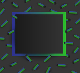 Wall Mural - grey textured background with green 3d geometric pattern.