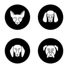 Sticker - Dogs breeds glyph icons set