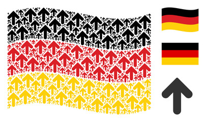 Wall Mural - Waving Germany state flag. Vector arrow direction design elements are arranged into conceptual German flag collage. Patriotic illustration designed of flat arrow direction elements.