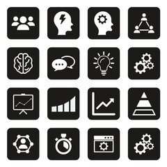 Poster - Work Productivity Icons White On Black