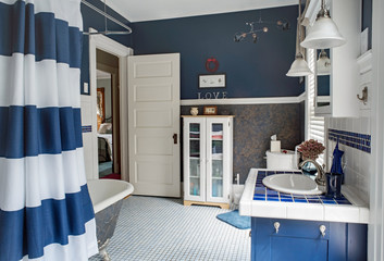 Large Blue & White Bathroom Update