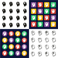 Poster - Stress & Pressure Icons All in One Icons Black & White Color Flat Design Freehand Set