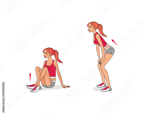 Young Girl Is Training Exercises To Strengthen The Muscles