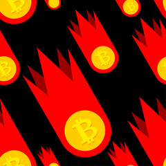 Wall Mural - Falling bitcoin price pattern. Decrease in value of crypto currency. Background Vector illustration.