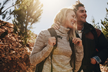 Couple enjoying on their hiking trip