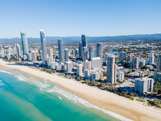 Canvas Print - Surfers Paradise beach from an aerial perspective On the Gold Coast in Australia