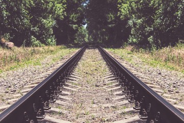 An empty railroad taken in perspective