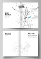 Poster - the vector layout of two a4 format cover mockups design templates for bifold brochure, flyer, report