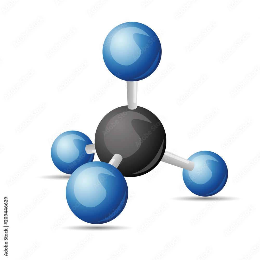 CH4 Methane molecule illustration Stock Vector | Adobe Stock, image size:1000x1000