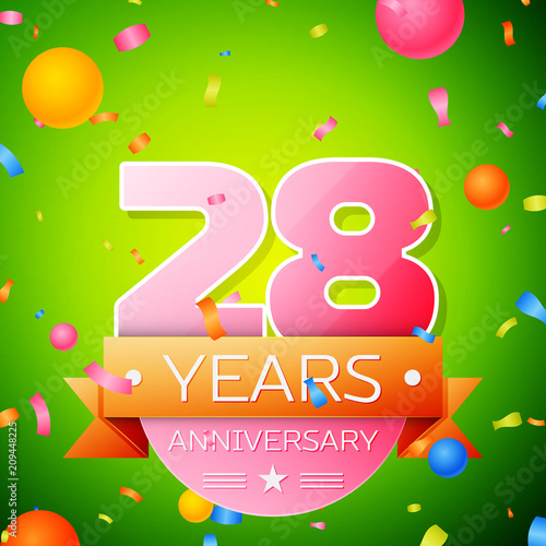 Poster Realistic Twenty eight Years Anniversary Celebration Design
