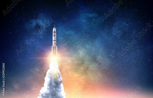 Fotomural Rocket space ship . Mixed media