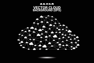 Poster - Cloud computing network concept polygon dot connected line : Concept of cloud server, Storage and data