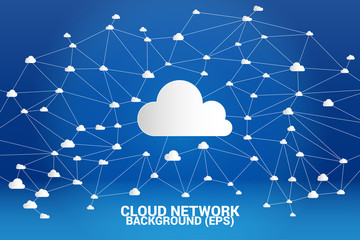 Poster - Cloud computing network concept polygon dot connected line : Concept of cloud server, Storage and data