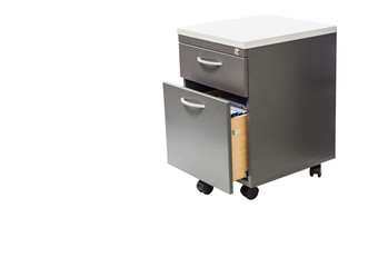 file cabinet for keeping important documents in the work office, isolated with white background copy space