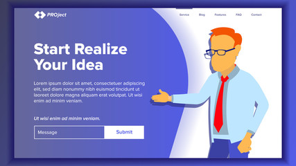 Wall Mural - landing website page vector. business website. web page. design template. achieve the goal. donation