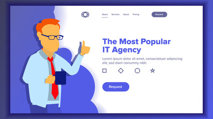 Wall Mural - landing website page vector. business website. web page. landing design template. processes and offi