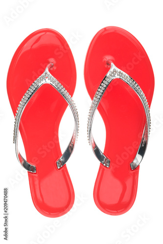 Pink Flip Flops Decorated With Rhinestones Isolated Buy This