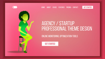 Wall Mural - Landing Web Page Design Vector. Website Business Graphic. Responsive Interface. Entertainment Future. Interface Menu. Futuristic Strategy. Illustration