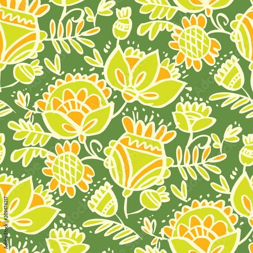 Tropical green abstract ske...