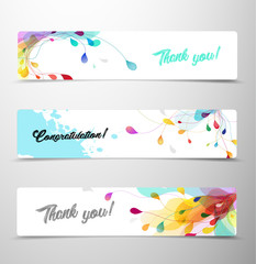 Wall Mural - Abstract colored flower background with Thank you and Congratulation text.