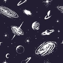Wall Mural - vector space seamless pattern.universe elements.prints design for wrapping,dress or t-shirts. hand d