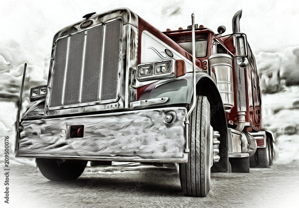 Klasyczna Amerykańska ciężarówka - obrazy, fototapety, plakaty 