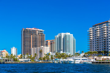 Canvas Print - Yacht Marina at Condo Building