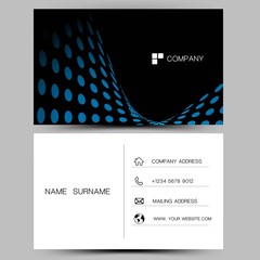 Modern business card template design. With inspiration from abstract line. Two sided black and blue on the gray background. Vector illustration. 