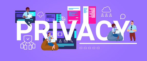 data protection support mix race team engineer computing center with hosting servers infographic, network and database, internet center, communication support, flat design banner vector illustration