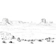 Desert of North America Arizona. Chihuahuan. Hand drawn sketch vector illustration.