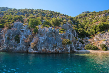 Wall Mural - Sea, near ruins of the ancient city on the Kekova island, Turkey