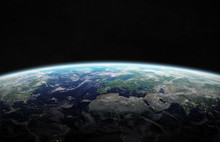 View Of Blue Planet Earth In Space 3D Rendering Elements Of This Image Furnished By NASA