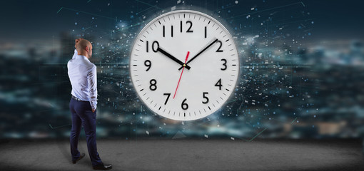 Poster - Man holding a clock timer 3d rendering