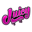 © liubov - Juicy. Lettering phrase on white background. Design element for logo, poster, card, emblem, print.