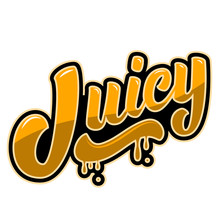 Juicy. Lettering Phrase On White Background. Design Element For Logo, Poster, Card, Emblem, Print