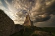 Dramatic sky and castle ruins