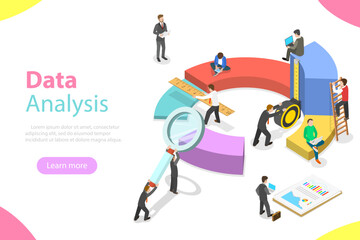 Wall Mural - flat isometric vector concept business statistics and analytics, audit report, company performance a