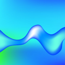 Blue Wave - Transparent Clear Water Wave On A Blue Turquoise Green Gradient Background. Colored Vector Illustration For A Poster Template, Banner, Card Or Brochure - Technology Vector Draw / Eps10