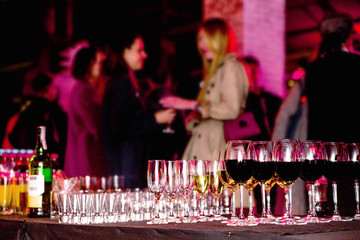 on the table champagne and wine for party guests