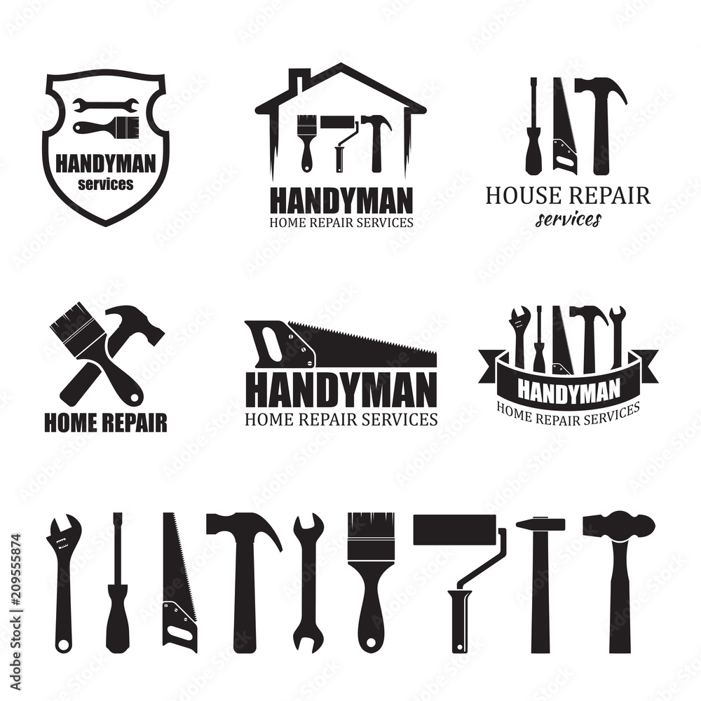 Set of different handyman services icons - obrazy, fototapety, plakaty 