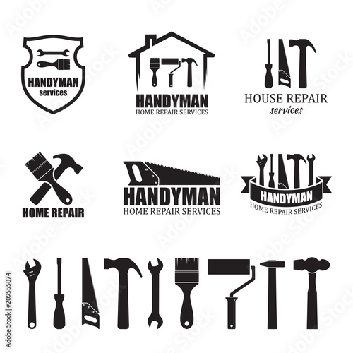 Fotomural Set of different handyman services icons