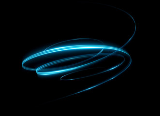 Wall Mural - Glow effect. Ribbon glint. Abstract rotational border lines. Power energy. LED glare tape. .Luminous shining neon lights cosmic abstract frame. Magic design round whirl. Swirl trail effect.